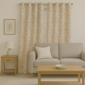 CINTHIA CINTHIA PRINT FLOWER BROWN CURTAIN  FABRIC