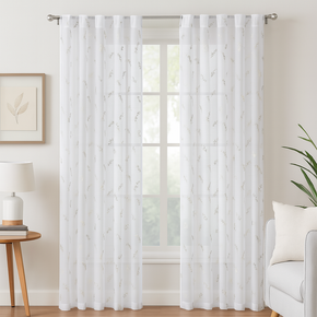 ELEGANT 32527 Embroidery Sheer  Curtain Fabric