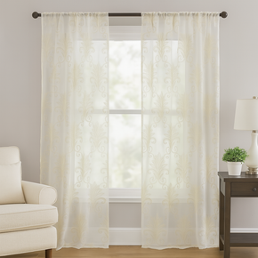 ELEGANT 32525 Embroidery Sheer  Curtain Fabric