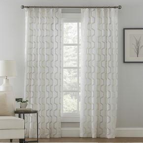 ELEGANT 32524 Embroidery Sheer  Curtain Fabric