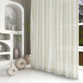 FLAIR LINEN STRIPE  POLYESTER  SHEERS CURTAIN FABRICS 28