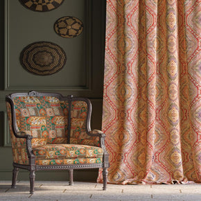MAHARAJA POLYESTER  PRINT ORANGE CURTAIN FABRICS