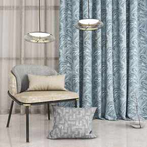 MERIDIAN  POLYESTER COTTON MIX  ZIGZAG CURTAIN FABRICS  BLUE