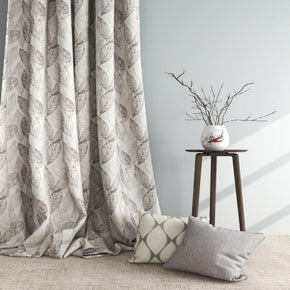 NATURAL POLYESTER BIG LEAF GRAY CURTAIN   FABRIC 139